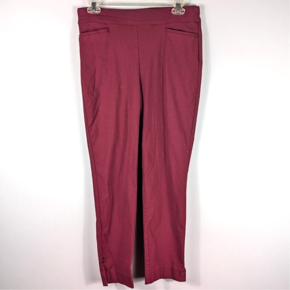 Chicos 4R Womens Dress Pants Burgundy Stretch Career Work Slim Ankle Trousers